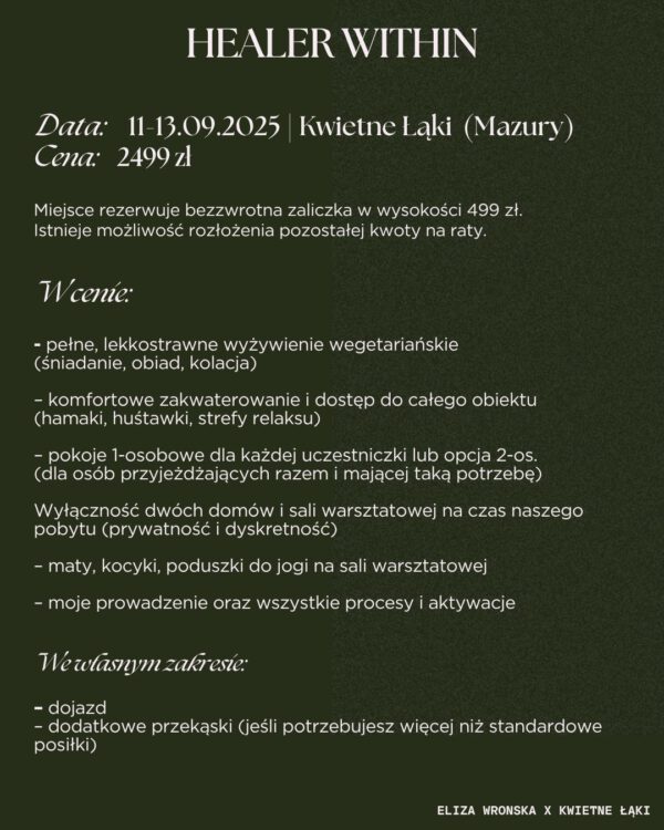 HEALER WITHIN Transformujący wyjazd dla kobiet (Semi-private) ZALICZKA - obrazek 8